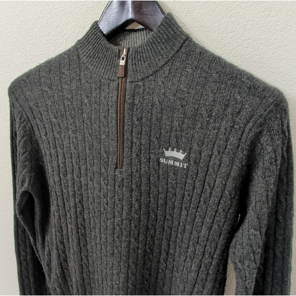 Peter Millar MF18S84 Quarter Zip Sweater Wool Yak Cashmere Grey Mens M Summit